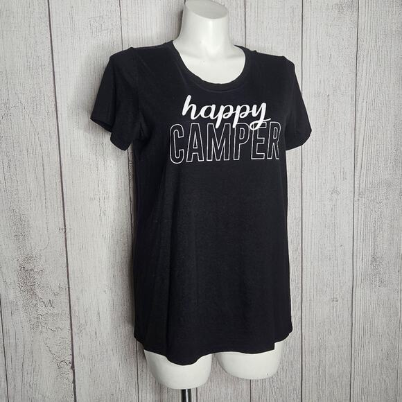 Torrid Slim Fit HAPPY CAMPER Black Short Sleeve T-Shirt, sz 1 - Picture 2 of 5